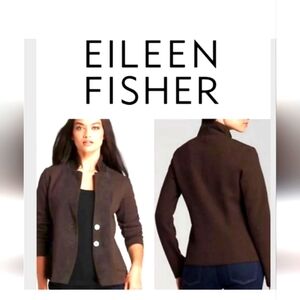 Eileen Fisher merino wool & suede sweater blazer